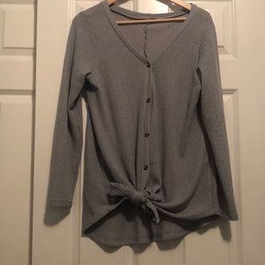 Gray waffle tie sweater